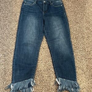 Liverpool frayed crop Hem Blue Jeans